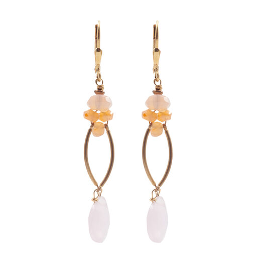 Pink jade twist hook earrings by Joli