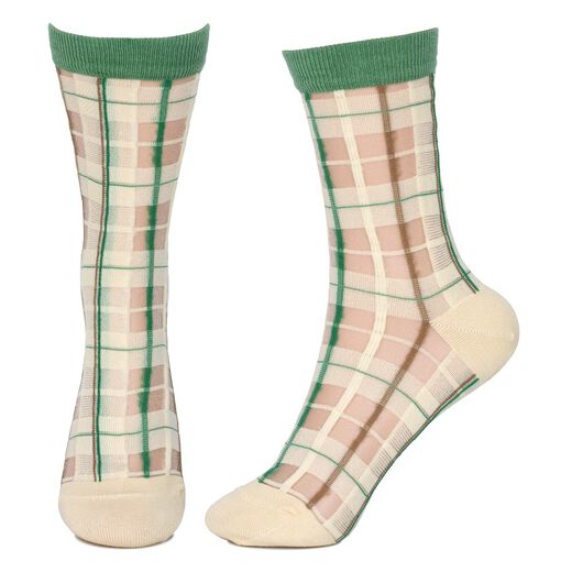 Green check sheer socks