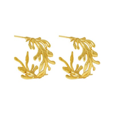Leaf hoop stud earrings by Ottoman Hands