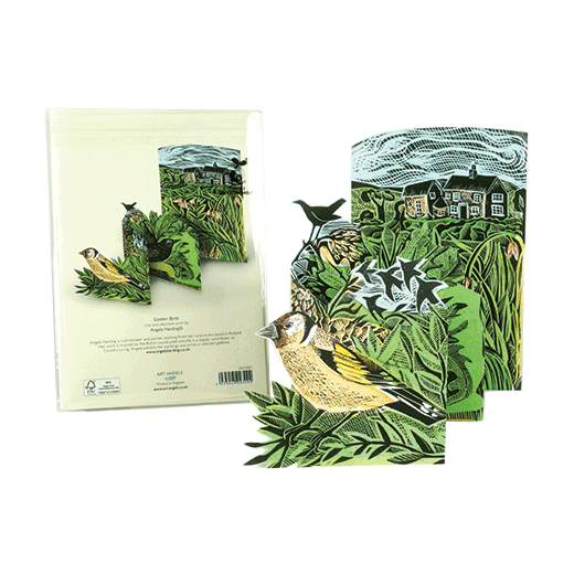 Garden birds 3D greeting card