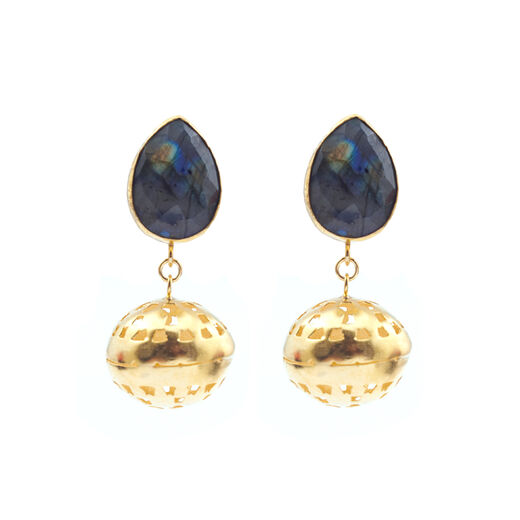 Labradorite bell stud earrings by Ottoman Hands