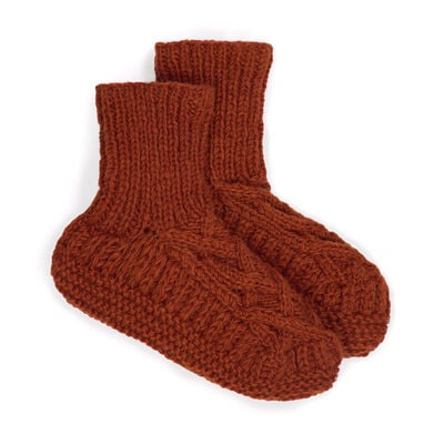 Orange cable wool socks