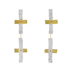 Mixed metal double cross earrings by Kate Trouw