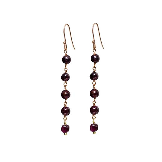Garnet rosary hook earrings by Mirabelle