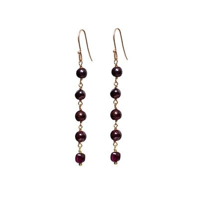 Garnet rosary hook earrings by Mirabelle