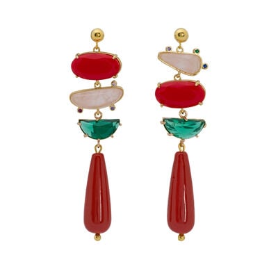 Pink quartz drop earrings by Katerina Psoma