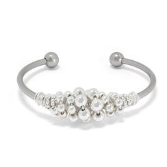 Silver beads cuff bracelet by Black & Sigi