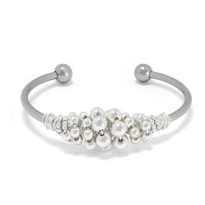 Silver beads cuff bracelet by Black & Sigi