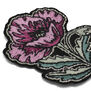 Pink poppy embroidered patch