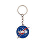 Enamel key ring displaying the Aladdin Sane lightning bolt across a night sky