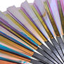 Oversized iridescent hand fan