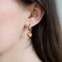 Enamel rosebud huggie earrings by Fable England