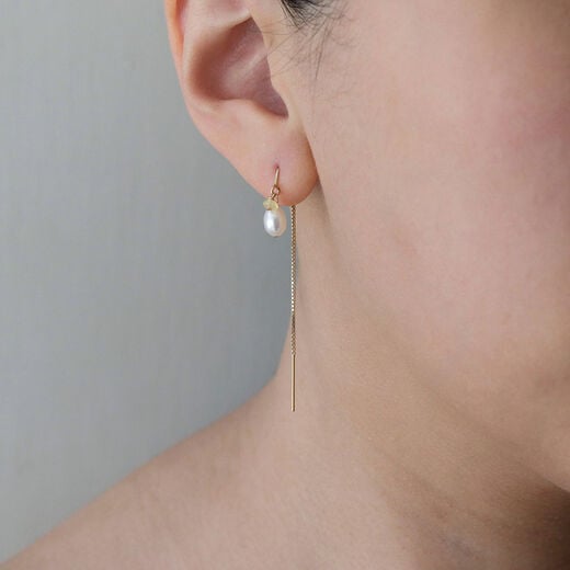 Pearl and opal threader earrings by Mounir