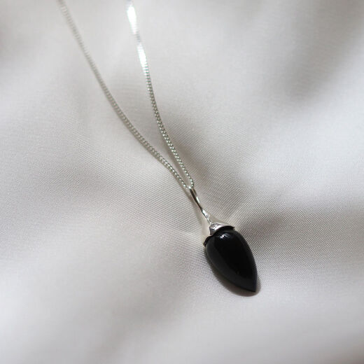 Black onyx acorn pendant necklace by Mounir