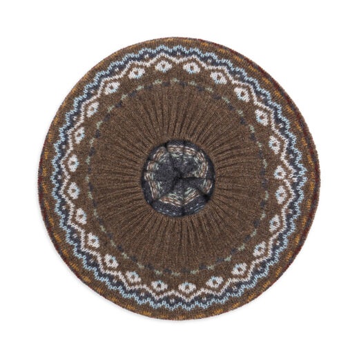 Grey and brown wool beret