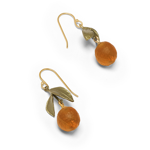 Orange drop hook earrings by Michael Michaud