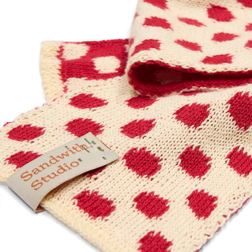 Red and white dotty cotton scarf