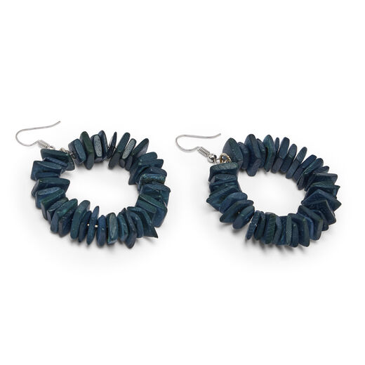 Blue cluster coconut shell hook earrings