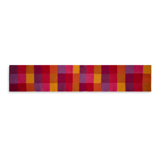 Pink and orange check wool scarf