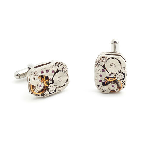 Silver rectangle cufflinks by Oli & J