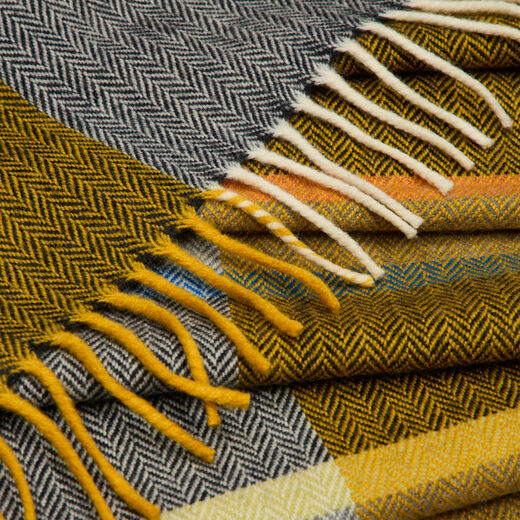 Yellow and charcoal wool scarf