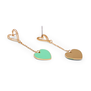 Enamel green heart drop earrings