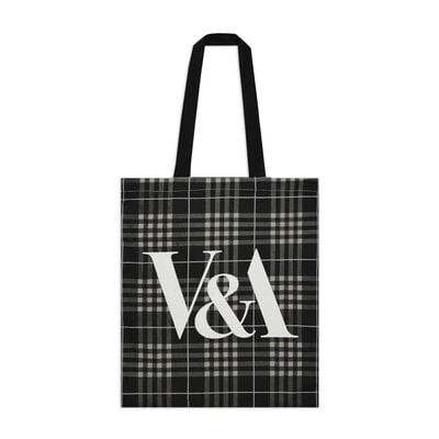Grey plaid tote bag