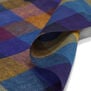 Blue and yellow checked wool scarf