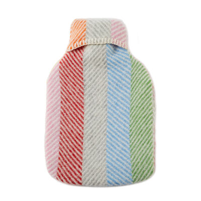 Rainbow stripe wool hot water bottle cover