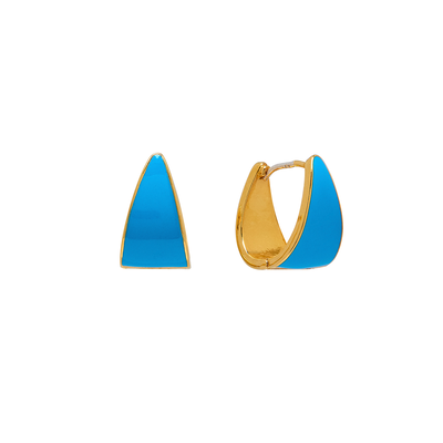 Blue enamel huggie earrings