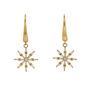 Two gold plated earrings featuring crystal star shaped pendants.
