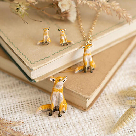 Enamel fox brooch by Fable England
