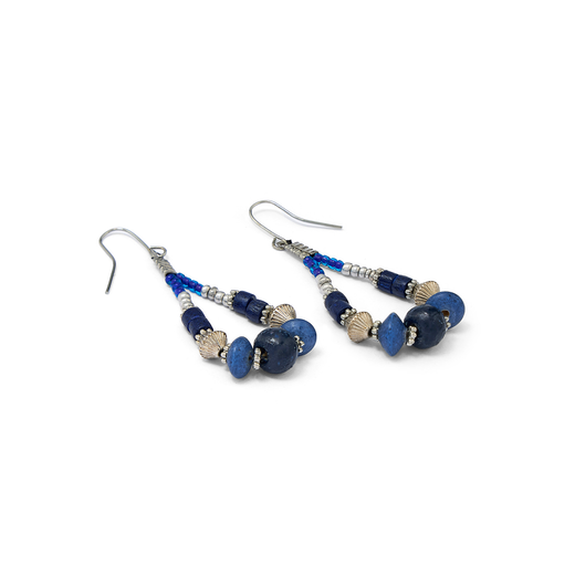 Blue bead hook earrings
