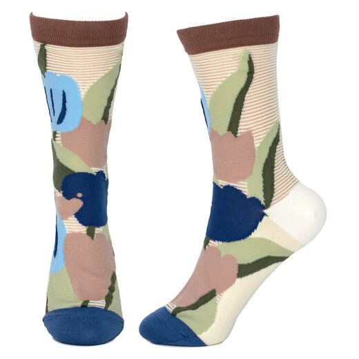 Navy tulips sheer socks