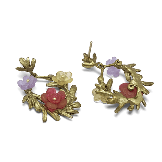 Chrysanthemum hoop earrings by Michael Michaud