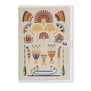 A portrait-oriented rectangular greetings card featuring a colourful array of Egyptian-inspired design motifs illustrated by Owen Jones