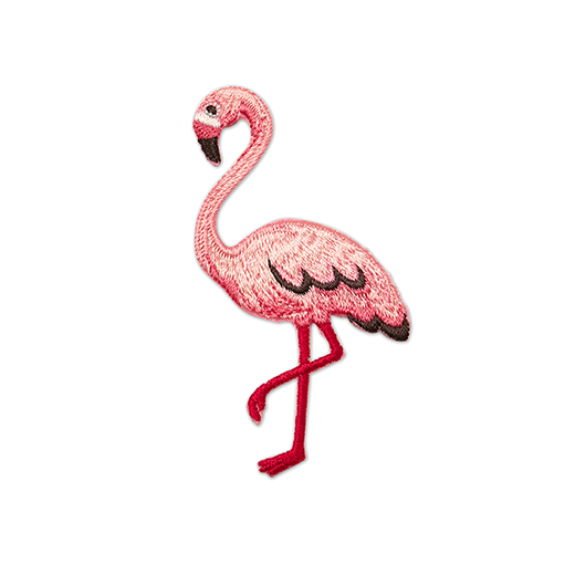 Patch featuring colorful pink flaming design