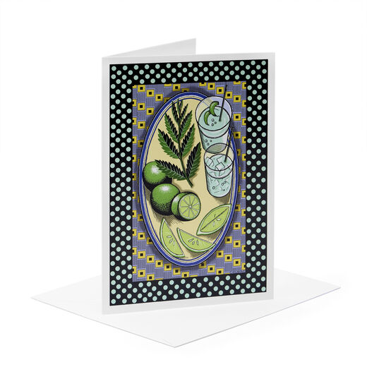 Drinks greeting card by Cressida Bell