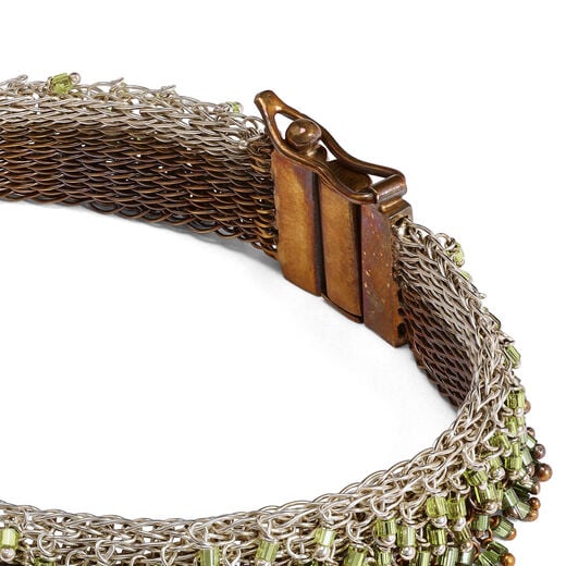 Gold and green beaded bracelet by Milena Zu