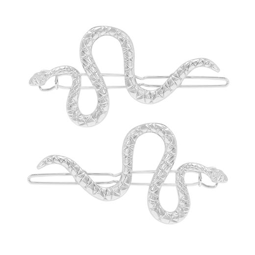Set of 2 hair clip skapes as snakes with silver tones