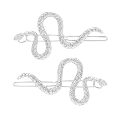 Silver snake hair grip set of 2