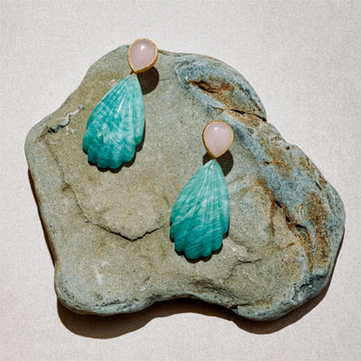 Aventurine and rose chalcedony earrings by Carousel&nbsp;Jewels