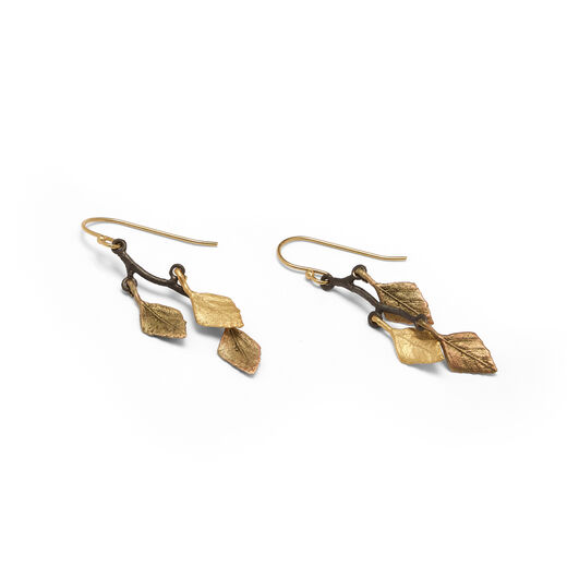 Birch three leaves dangle earrings by Michael Michaud