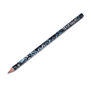A pencil with a pattern of rectangular aqua-toned gemstones along its length