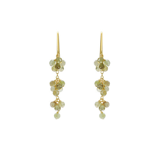 Green garnet grape hook earrings by Mounir