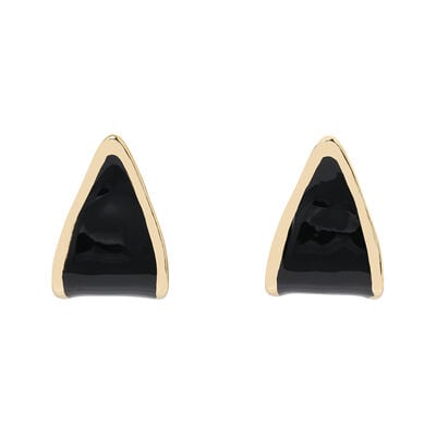 Black enamel stud earrings
