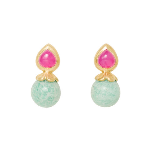 Fuchsia chalcedony heart earrings by Carousel Jewels