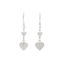 Silver plated, double hart drop earrings