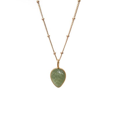 Prehnite leaf pendant necklace by Mirabelle