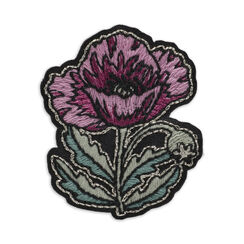 Pink poppy embroidered patch